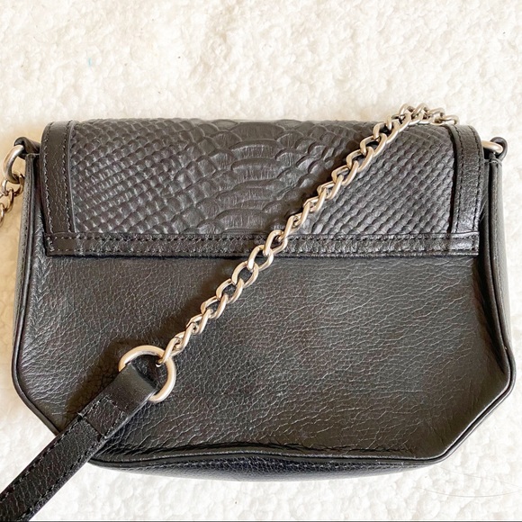 Foley + Corinna Plated Mini Leather Chain Crocodile Small Crossbody Bag Black - Picture 5 of 16